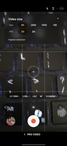Pro video capture mode frame rates - Samsung Galaxy S26 FE review