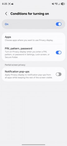 Privacy Display options - Samsung Galaxy S26 Ultra review
