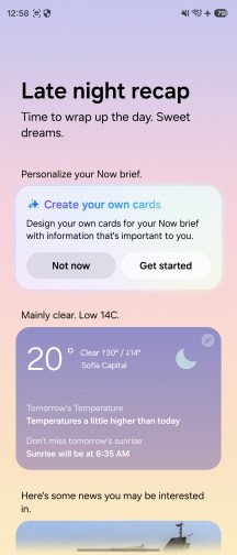 Now Brief customizable cards - Samsung Galaxy Z Flip8 review