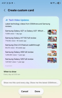 Custom cards in Now Brief - Samsung Galaxy Z Fold8 review