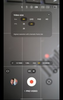 Pro video capture mode frame rates - Samsung Galaxy Z Fold8 review