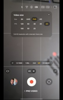 Pro video capture mode frame rates - Samsung Galaxy Z Fold8 review