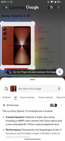 Circle to search - Sony Xperia 1 VIII review
