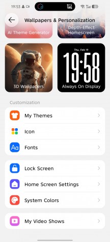 Customization options - Tecno Camon 50 Ultra review