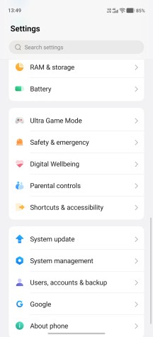 Settings menu - Vivo X500 Pro Max review