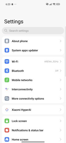 Settings menu - Xiaomi 17T Pro review