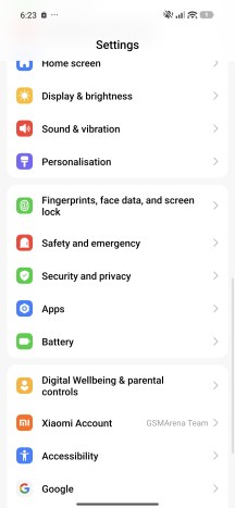 Settings menu - Xiaomi 17T Pro review