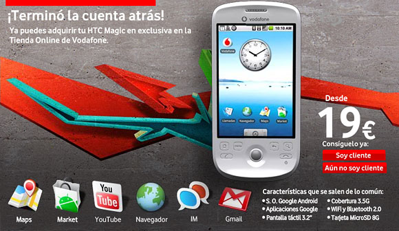 HTC Magic now available on Vodafone Spain