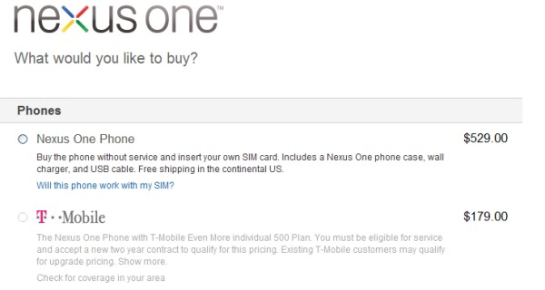 Google Nexus One now available