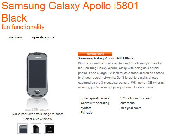 Samsung I5801 Galaxy Apollo