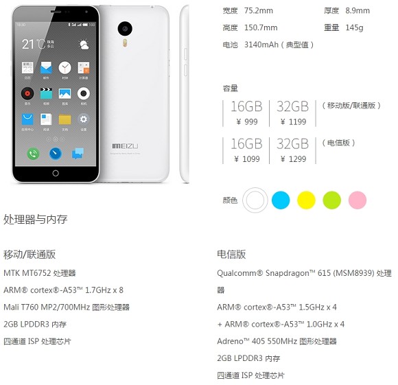 Meizu m1 Note tendrá una versión con Snapdragon 615